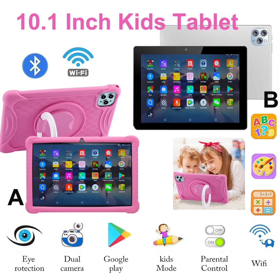 Tablet para niños de 10,1 pulgadas Tablet Android para niños 32G Bluetooth WiFi Doble cámara juguete Foto 2 de 4