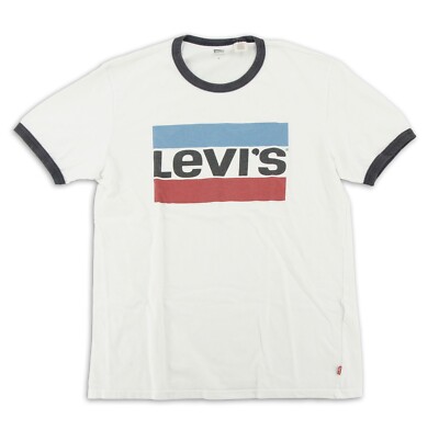 Levi's T-Shirt Gr. M Herren Oberteil Weiß Freizeit Baumwolle Logo Shirt Regular