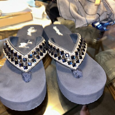 Wedding Shoes Navy Blue Flip Flops With Bling Wedding Shoes Navy