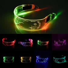 LED Light Up 7 Color Clear Lenses Visor Glasses Goggles Cyberpunk Rave Party US