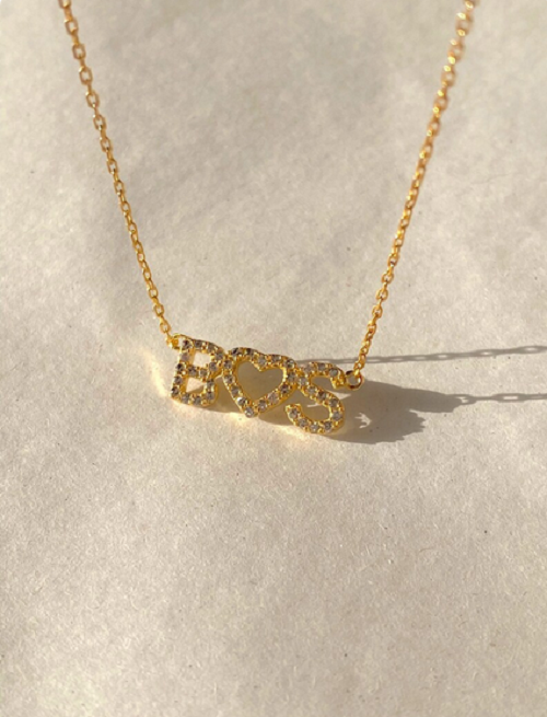 14K Yellow Gold Couples Customized Name First Letter Heart