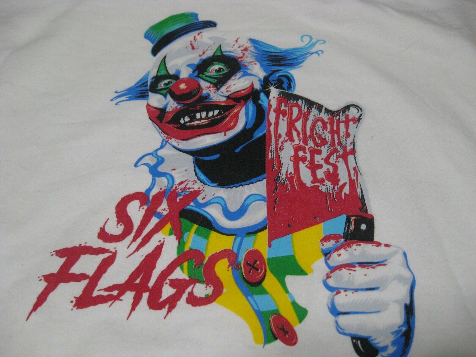 Six Flags Amusement Park FRIGHT FEST Clown White Adult 2XL Pullover
