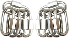10 Pack Stainless Steel D Shape Locking Carabiner M4 Quick Link Chain Connector