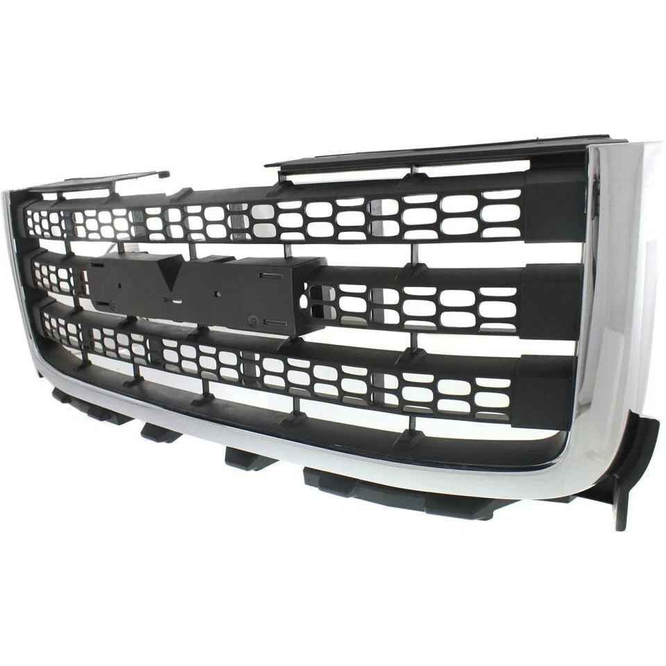 New Front Grille Assembly For 2011-14 GMC Sierra 3500 HD Chrome Shell Plastic Foto 2 de 4