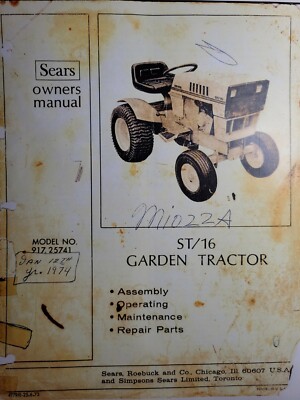 Sears Suburban ST/16 Garden Tractor Engine Owner, Parts