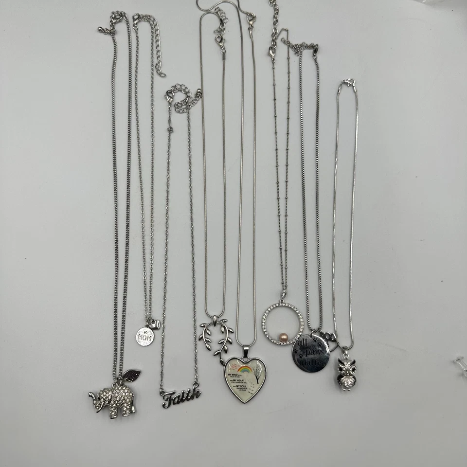 Ожерелье лот серебряного тона подвеска цепочка смесь слон сердце сова вера ювелирный набор - Изображение 4 из 4