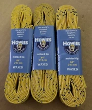 3 Howies Hockey Skate Laces Yellow Waxed 84"