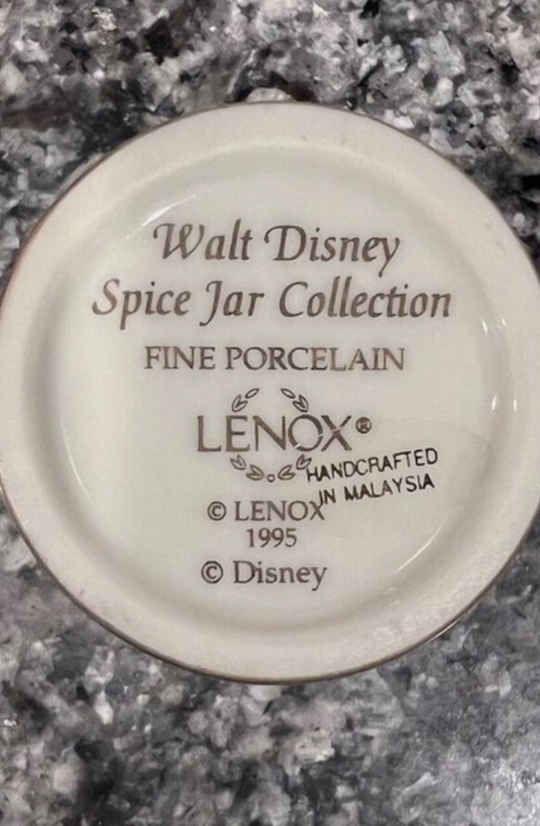 Vintage 1995 Walt Disney Lenox Porcelain Spice Jars- Complete Set