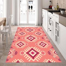 Runner Rug, Boho Floor Mat, Kitchen Hall Rug, Tribal Area Rug, Pink Rug