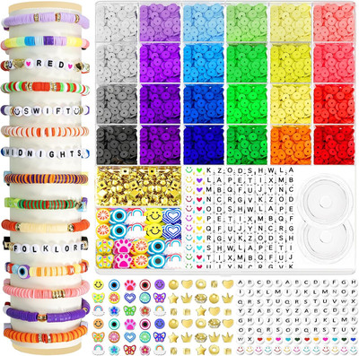 ARTDOT 5342 PCS Clay Beads for Friendship Bracelets Making Kit, 24 Rainbow Color