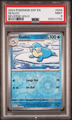 ぽけ 2024 Pokémon SSP EN-SURGING SPARKS SEALEO REVERSE HOLO #044 PSA