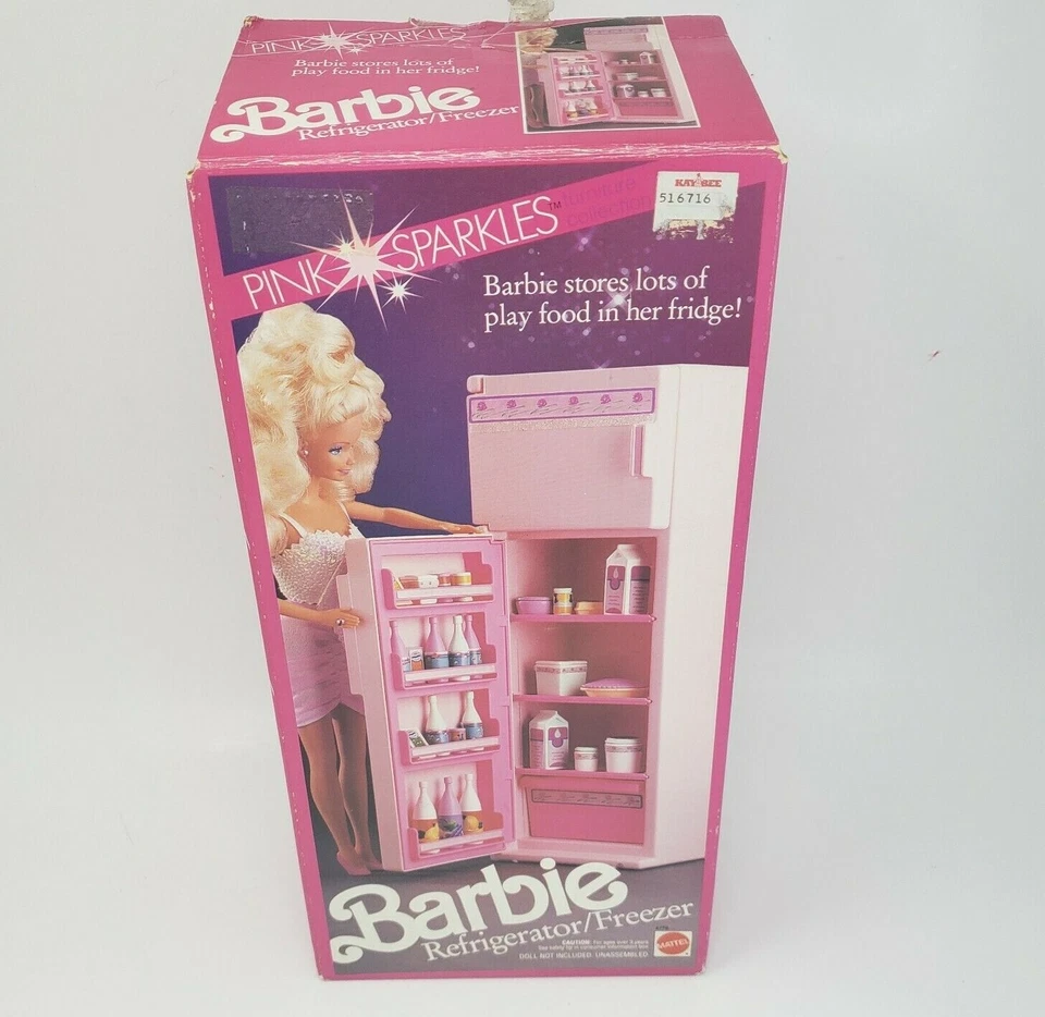DE COLECCIÓN 1990 MATTEL BARBIE ROSA BRILLO REFRIGERADOR CONGELADOR # 4776 CAJA Foto 2 de 4