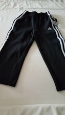 NWT ADIDAS Boys Athletic Track Sweat Pants Black Size 4 NO POCKETS COTTON POLY