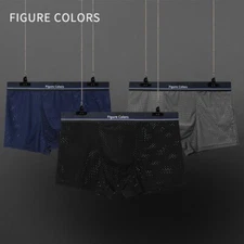 3PCS Fashion Men's Breathable Nylon Mesh Solid Color Mid Waist Boxer Briefs
