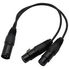 3-Pin XLR Male Plug to Dual 2 Female Jack Y Splitter Mic DJ Cable Adaptor 16 AWG