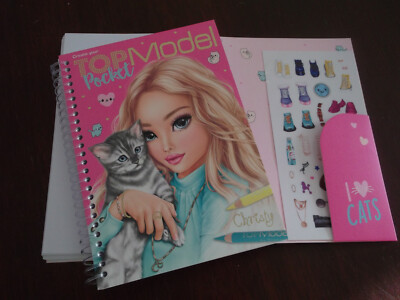 TOPModel Pocket Malbuch mit TOPModel-Figurinen  und Stickerbogen
