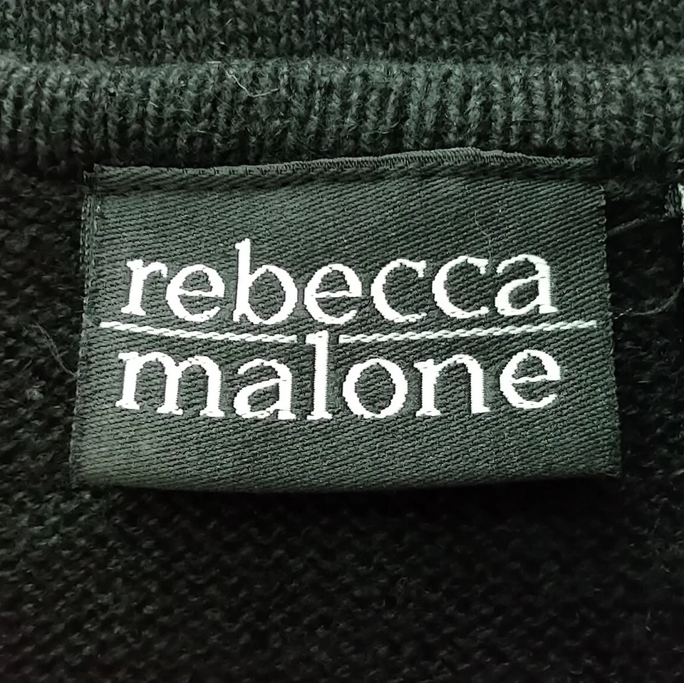 REBECCA MALONE Size 2X Ramie Cotton Black/Silver Embroidered Christmas Zip Vest - Image 4 of 4