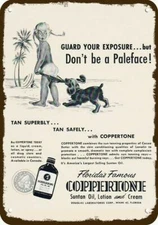 1955 COPPERTONE TAN 50's BEACH DOG & GIRL VntgLook DECORATIVE REPLICA METAL SIGN