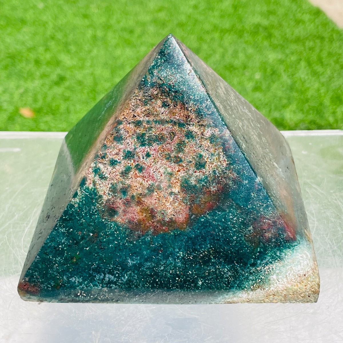 732g Natural Colorful Ocean Jasper Pyramid Quartz Crystal Specimen