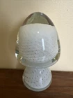 Murano Style Blue Glass Bullicante Controlled Bubble Mushroom Paperweight  5.5”