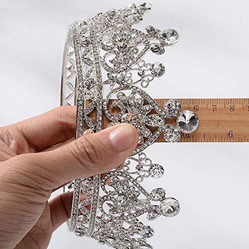 Silver Crowns for Women Crystal Queen Crown Full Round Wedding Headband for B... - Picture 8 of 9