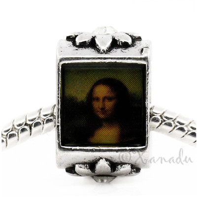 Mona Lisa Art Painting European Charm Bead For European Charm Bracelets