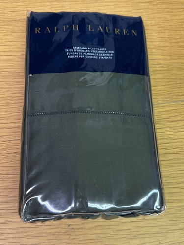 Ralph Lauren Home 624 fester Satin zwei Std Kissenbezüge Tweed grün Farbe NEU
