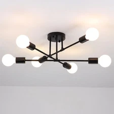 LWYTJO 20.66 in. 6 Light Black Dimmable Sputnik Chandelier - (NO BULBS)