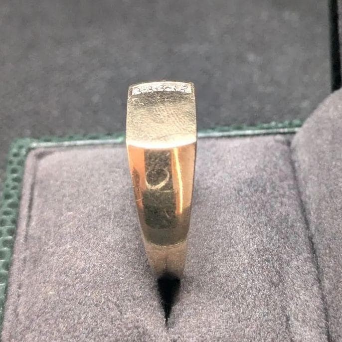 Silver GF Rectangular Signet Ring with Sparkling … - image 3