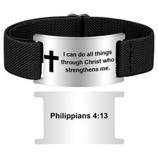Bible Verse Cross Bracelet for Women Men, Christian WWJD Jesus is King Jewe - 45