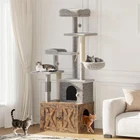 Cat Tree Tower 55"Activity Center Large Playing House Condo Litter Box Enclosure