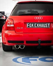 FOX 90mm Komplettanlage auf 76mm Downpipe Audi RS4 B5 2.7l 2x90mm schräg