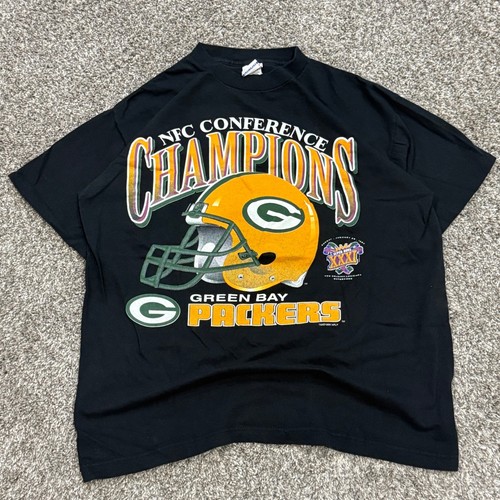 Vintage 90s Green Bay Packers NFC Champions Super Bowl XXXI T Shirt Mens L USA - Picture 2 of 6
