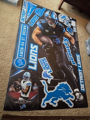 Amon-Ra St. Brown Detroit Lions NFL Fathead Life size Wall Decal- NEW-75'' tall