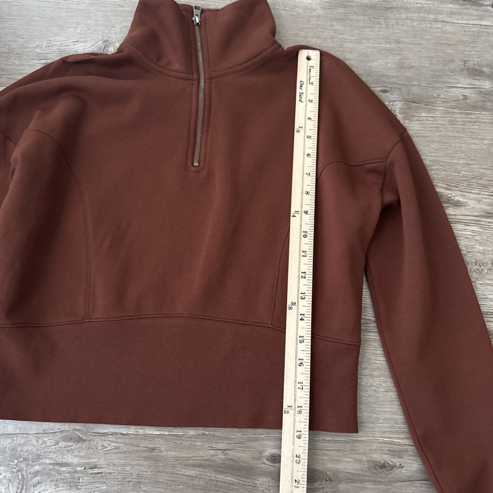 Universal Thread Quarter Zip Crop Sweatshirt Brow… - image 4