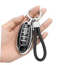 Key Fob Cover with Keychain for Nissan TPU Key Case Compatible with Black