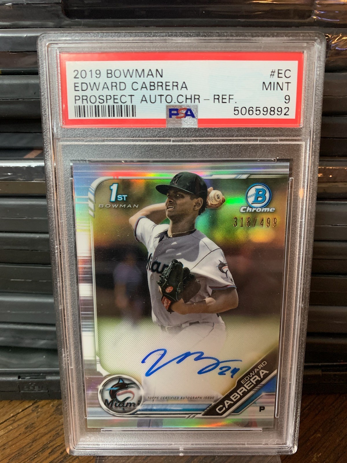 Edward Cabrera 2019 Bowman Chrome Refractor 1st Auto /499 PSA 9