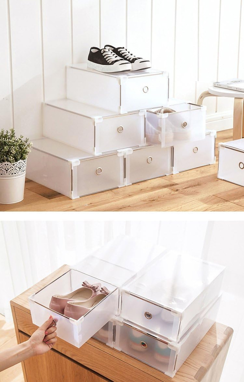 Scatole Porta Scarpe in Plastica Trasparente - Set 10 Box Anti-Polvere - 3