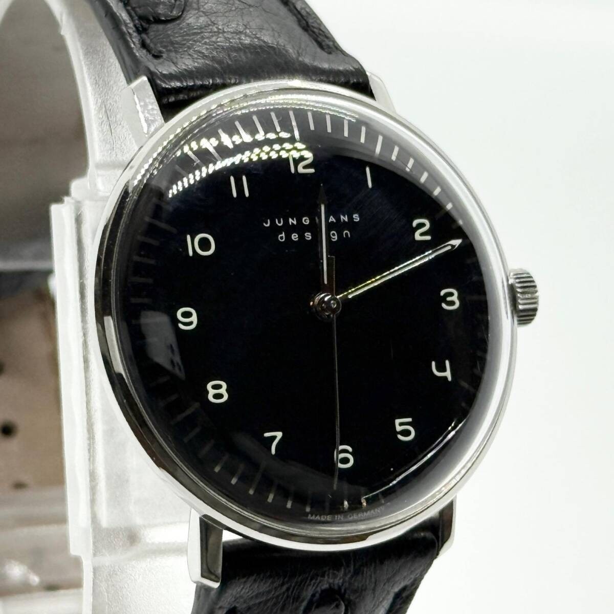 JUNGHANS Watch Max Bill Hand-Wound 027/3702.00 3919 Black Leather Men's Working image 3