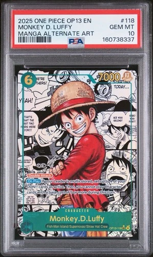 2025 ONE PIECE OP13-118 CARRYING ON HIS WILL MANGA ALT ART MONKEY D LUFFY PSA 10