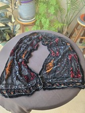 Vintage 100 Silk Burnout Velvet Scarf   Rare Boho Evening Wrap