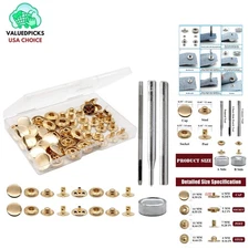 Professional 12 Sets 15mm Snap Fasteners -  Brass with Installation Tools