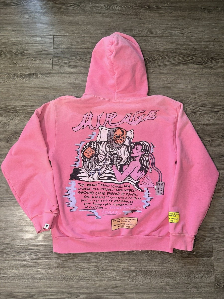 Warren Lotas Mirage Hoodie XL Pink Skull Graphic Distressed