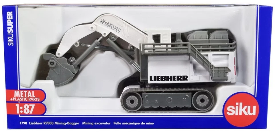 Liebherr R9800 Mining Excavator White and Gray 1/87 (HO) Diecast Model by Siku - Image 3 of 3