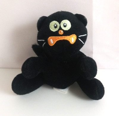 Oriental Trading Black Scaredy Cat Fuzzy Tailed Halloween 4'' Plush