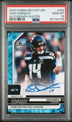 2025 Panini Instant Auto NFC Championship Game Water /10 Sam Darnold PSA 10