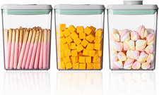 Pop Airtight Food Storage Containers with Lids- 3 Pcs Stackable One Button Openi