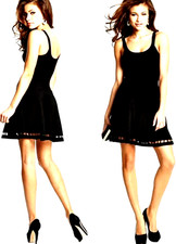 Marciano Black Sophie Bandage Dress XS sleeveless drop waist fit n flare Guess