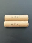 2 Roll Lot Of 1957 D BU Uncirculated Old Bank Wrap Lincoln Wheat Penny Cent 1C