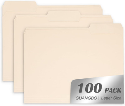 Manila File Folder, 1/3-Cut Tab, Letter Size, Manila Folders with Tab, 100 per B